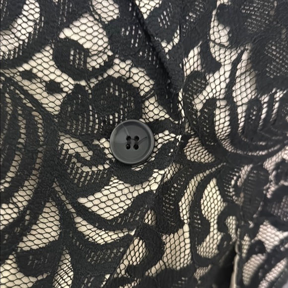 Black Lace Blazer with Notched Lapel and Full-Length Sleeves - Picture 5 of 9